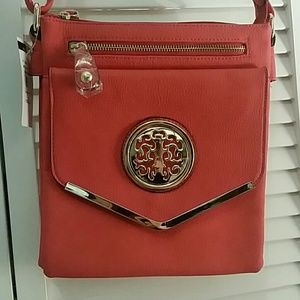 NWT Coral Pleather Crossbody Purse